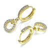 Oro Laminado Huggie Hoop, Gold Filled Style Heart Design, with White Micro Pave, Polished, Golden Finish, 02.316.0072.15