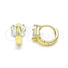 Oro Laminado Huggie Hoop, Gold Filled Style with White Cubic Zirconia, Polished, Golden Finish, 02.213.0283.10