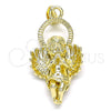 Oro Laminado Religious Pendant, Gold Filled Style Angel Design, Polished, Golden Finish, 05.213.0112