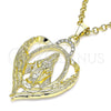 Oro Laminado Religious Pendant, Gold Filled Style Virgen Maria Design, with White Crystal, Polished, Golden Finish, 05.213.0117
