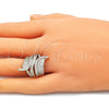 Oro Laminado Multi Stone Ring, Gold Filled Style with White Micro Pave, Polished, Golden Finish, 01.266.0043.07 (Size 7)