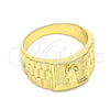 Oro Laminado Mens Ring, Gold Filled Style San Judas Design, Polished, Golden Finish, 01.380.0009.11 (Size 11)