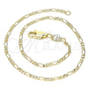 Oro Laminado Basic Anklet, Gold Filled Style Figaro Design, Polished, Golden Finish, 04.213.0238.10 (02 MM Thickness, 10 Inches Length)