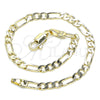 Oro Laminado Basic Bracelet, Gold Filled Style Figaro Design, Polished, Golden Finish, 04.213.0241.07 (120 Gauge, 04 MM Thickness, 7 Inches Length)