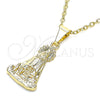 Oro Laminado Religious Pendant, Gold Filled Style Caridad del Cobre Design, Polished, Golden Finish, 05.253.0128
