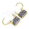 Oro Laminado Small Hoop, Gold Filled Style Lock Design, with Sapphire Blue Micro Pave, Polished, Golden Finish, 02.341.0057.3.12