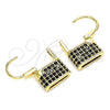 Oro Laminado Small Hoop, Gold Filled Style Lock Design, with Black Micro Pave, Polished, Golden Finish, 02.341.0057.4.12