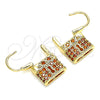 Oro Laminado Small Hoop, Gold Filled Style Lock Design, with Garnet Micro Pave, Polished, Golden Finish, 02.210.0528.12