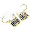 Oro Laminado Small Hoop, Gold Filled Style Lock Design, with Sapphire Blue Micro Pave, Polished, Golden Finish, 02.210.0528.2.12