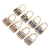 Oro Laminado Small Hoop, Gold Filled Style Lock Design, with Black Micro Pave, Polished, Golden Finish, 02.210.0528.3.12