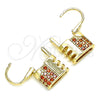 Oro Laminado Small Hoop, Gold Filled Style Lock Design, with Garnet Micro Pave, Polished, Golden Finish, 02.210.0529.12