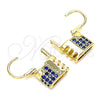 Oro Laminado Small Hoop, Gold Filled Style Lock Design, with Sapphire Blue Micro Pave, Polished, Golden Finish, 02.210.0529.1.12