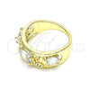 Oro Laminado Multi Stone Ring, Gold Filled Style Elephant Design, with White Cubic Zirconia, Polished, Golden Finish, 01.380.0015.07 (Size 7)