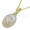 Oro Laminado Religious Pendant, Gold Filled Style Divino Niño Design, Polished, Tricolor, 05.351.0190