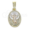 Oro Laminado Religious Pendant, Gold Filled Style Divino Niño Design, Polished, Tricolor, 05.351.0190