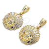 Oro Laminado Fancy Pendant, Gold Filled Style with White Crystal, Polished, Tricolor, 05.351.0199.1