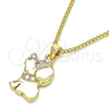 Oro Laminado Pendant Necklace, Gold Filled Style Dog Design, with White Micro Pave, Polished, Golden Finish, 04.199.0040.20 (02 MM Thickness, 20 Inches Length)