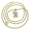 Oro Laminado Pendant Necklace, Gold Filled Style Dog Design, with White Micro Pave, Polished, Golden Finish, 04.199.0040.20 (02 MM Thickness, 20 Inches Length)
