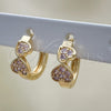 Oro Laminado Huggie Hoop, Gold Filled Style Heart Design, with Pink Micro Pave, Polished, Golden Finish, 02.210.0549.1.15