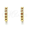 Oro Laminado Huggie Hoop, Gold Filled Style with Garnet Cubic Zirconia, Polished, Golden Finish, 02.210.0553.1.15