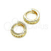 Oro Laminado Huggie Hoop, Gold Filled Style with White Micro Pave, Polished, Golden Finish, 02.156.0284.10
