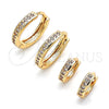 Oro Laminado Huggie Hoop, Gold Filled Style with White Micro Pave, Polished, Golden Finish, 02.156.0284.10