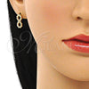 Oro Laminado Stud Earring, Gold Filled Style Infinite Design, with White Cubic Zirconia, Polished, Golden Finish, 02.156.0579