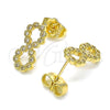 Oro Laminado Stud Earring, Gold Filled Style Infinite Design, with White Cubic Zirconia, Polished, Golden Finish, 02.156.0579