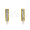 Oro Laminado Huggie Hoop, Gold Filled Style with Amethyst Cubic Zirconia, Polished, Golden Finish, 02.210.0557.2.12