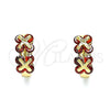 Oro Laminado Huggie Hoop, Gold Filled Style with Garnet Cubic Zirconia, Polished, Golden Finish, 02.210.0559.12