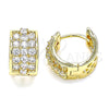 Oro Laminado Huggie Hoop, Gold Filled Style with White Cubic Zirconia, Polished, Golden Finish, 02.210.0569.12
