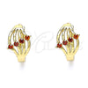Oro Laminado Huggie Hoop, Gold Filled Style with Garnet Cubic Zirconia, Polished, Golden Finish, 02.210.0597.12