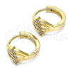 Oro Laminado Huggie Hoop, Gold Filled Style with Amethyst Cubic Zirconia, Polished, Golden Finish, 02.210.0597.2.12