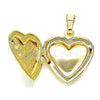 Oro Laminado Locket Pendant, Gold Filled Style Heart and Flower Design, Polished, Golden Finish, 05.117.0008