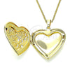 Oro Laminado Pendant Necklace, Gold Filled Style Heart and Flower Design, Polished, Golden Finish, 04.117.0024.20 (02 MM Thickness, 20 Inches Length)