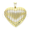Oro Laminado Locket Pendant, Gold Filled Style Heart Design, Polished, Golden Finish, 05.117.0029