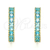Oro Laminado Huggie Hoop, Gold Filled Style with Blue Topaz Cubic Zirconia, Polished, Golden Finish, 02.210.0105.14.25