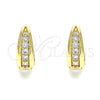 Oro Laminado Huggie Hoop, Gold Filled Style with White Cubic Zirconia, Polished, Golden Finish, 02.210.0599.15