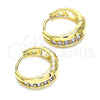 Oro Laminado Huggie Hoop, Gold Filled Style with Amethyst Cubic Zirconia, Polished, Golden Finish, 02.210.0599.2.15