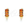 Oro Laminado Huggie Hoop, Gold Filled Style with Garnet Cubic Zirconia, Polished, Golden Finish, 02.210.0607.1.12