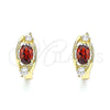 Oro Laminado Huggie Hoop, Gold Filled Style with Garnet and White Cubic Zirconia, Polished, Golden Finish, 02.210.0608.12