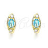 Oro Laminado Huggie Hoop, Gold Filled Style with Blue Topaz and White Cubic Zirconia, Polished, Golden Finish, 02.210.0608.1.12