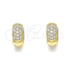 Oro Laminado Huggie Hoop, Gold Filled Style with White Micro Pave, Polished, Golden Finish, 02.195.0130.12
