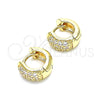 Oro Laminado Huggie Hoop, Gold Filled Style with White Micro Pave, Polished, Golden Finish, 02.195.0130.12