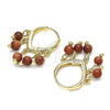 Oro Laminado Huggie Hoop, Gold Filled Style with Brown Goldstone Venturina, Polished, Golden Finish, 02.63.2715.15