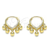 Oro Laminado Huggie Hoop, Gold Filled Style Ball Design, Polished, Golden Finish, 02.63.2717.15