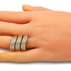 Oro Laminado Multi Stone Ring, Gold Filled Style with White Micro Pave, Polished, Golden Finish, 01.346.0016.07 (Size 7)