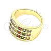 Oro Laminado Multi Stone Ring, Gold Filled Style with Multicolor Cubic Zirconia, Polished, Golden Finish, 01.346.0017.1.09 (Size 9)