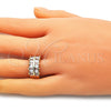 Oro Laminado Multi Stone Ring, Gold Filled Style with White Cubic Zirconia, Polished, Golden Finish, 01.346.0020.08 (Size 8)