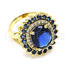 Oro Laminado Multi Stone Ring, Gold Filled Style with Sapphire Blue and White Cubic Zirconia, Polished, Golden Finish, 01.346.0021.4.07 (Size 7)